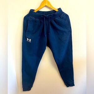 Under Armour Blue Joggers with Tapered Fit and Elastic Waistband